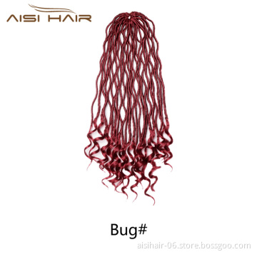 Aisi Hair Crochet Hair Extensions Faux Locs Curly Crochet Braiding Hair Synthetic Ombre Braids for African Americans